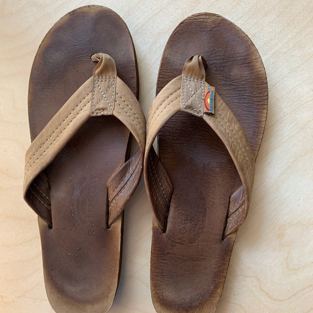Rainbow flip flops